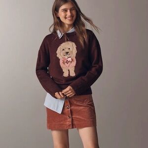 Anthropologie Maeve Crew-Neck Dog Icon Pullover Sweater Small Wine Lab